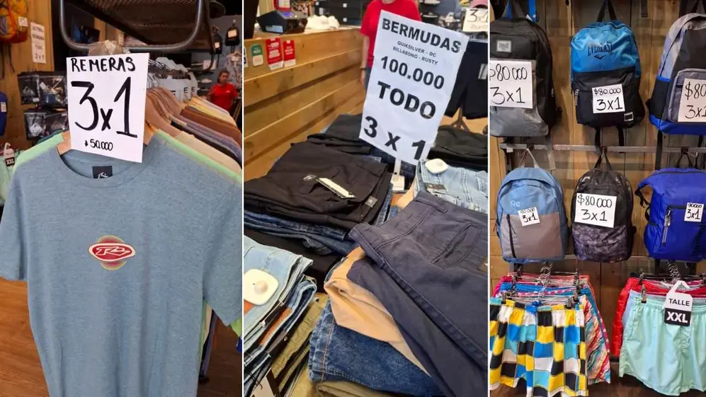 Este local de reconocidas marcas de ropa liquida todo por cierre: vende remeras y pantalones 3x1