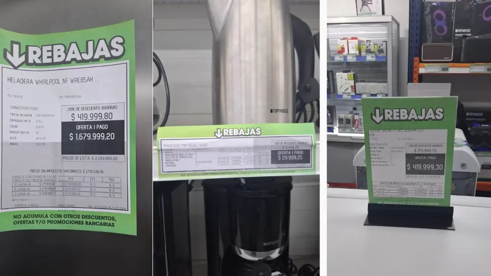 Heladeras, pavas y microondas en oferta en el outlet de Coto