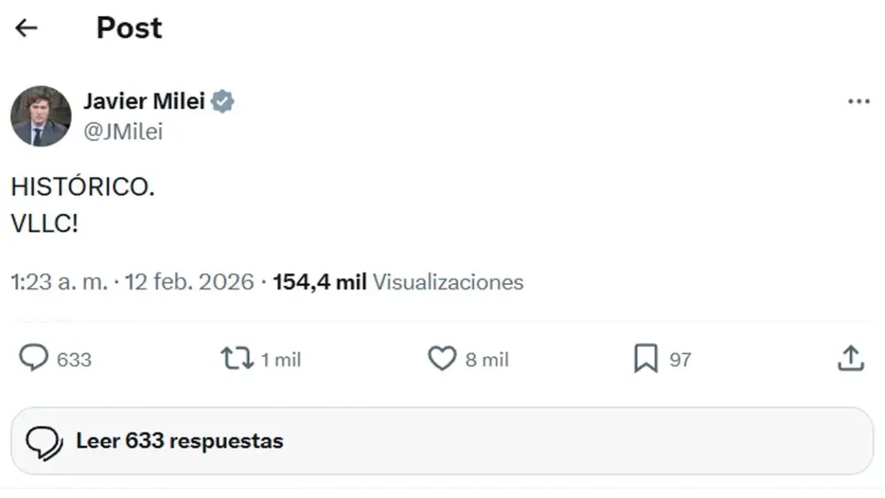 El mensaje de Milei tras la votación en el Senado