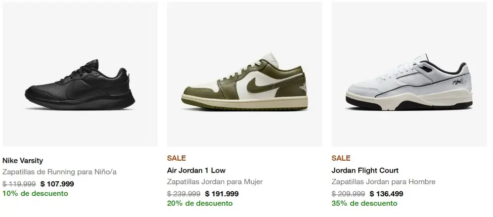 Zapatillas con descuentos y cuotas sin interés en el outlet de Nike