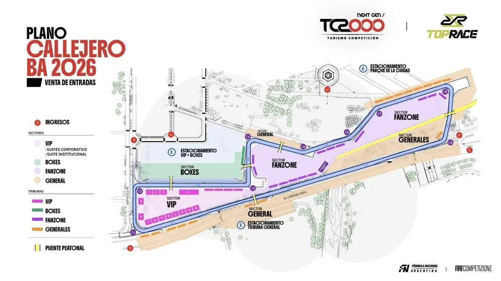 El plano del circuito callejero de Buenos Aires para el arranque del TC2000