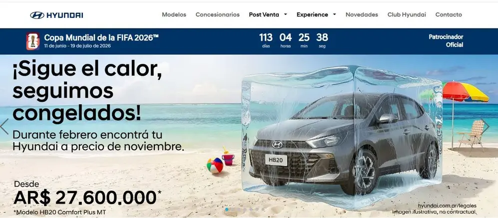 Hyundai mantiene congelado el precio del HB20, uno de los autos más baratos del mercado