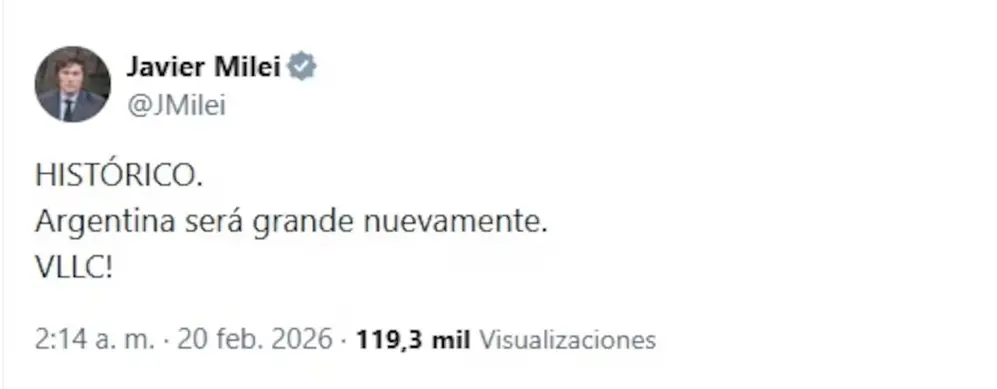 Posteo Milei tras la Reforma Laboral