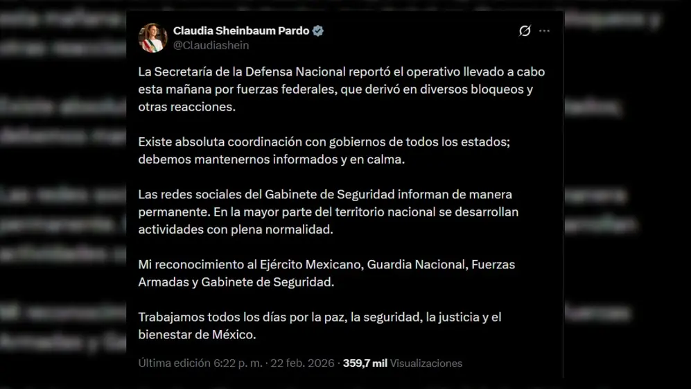 El mensaje de la presidenta de México, Claudia
