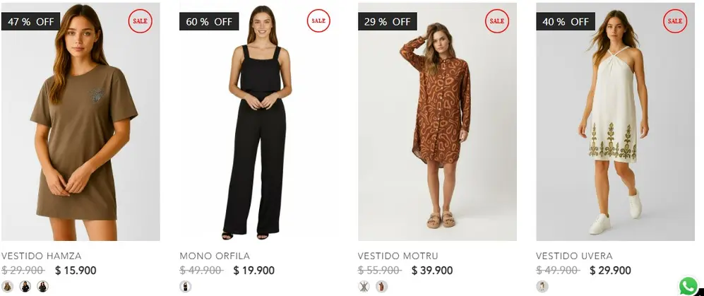 Algunas de las prendas en oferta en el outlet virtual de Indian