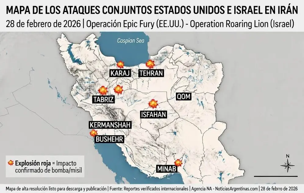 Mapa del ataque de Estados Unidos e Israel a Irán