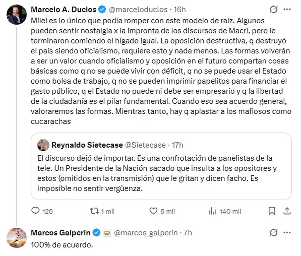 El mensaje que respaldó Marcos Galperin