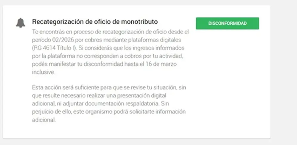 ARCA: nueva vía de descargo ante la recategorización en el Monotributo
