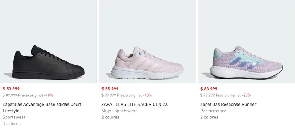 Los modelos de zapatillas Adidas para mujeres tienen descuentos desde 40%