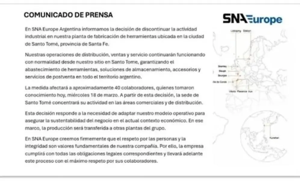 El comunicado de la empresa: la medida afectará a 40 trabajadores