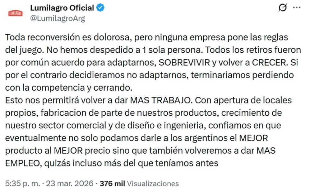El tuit de Lumilagro tras el llamado a boicotearlo en redes