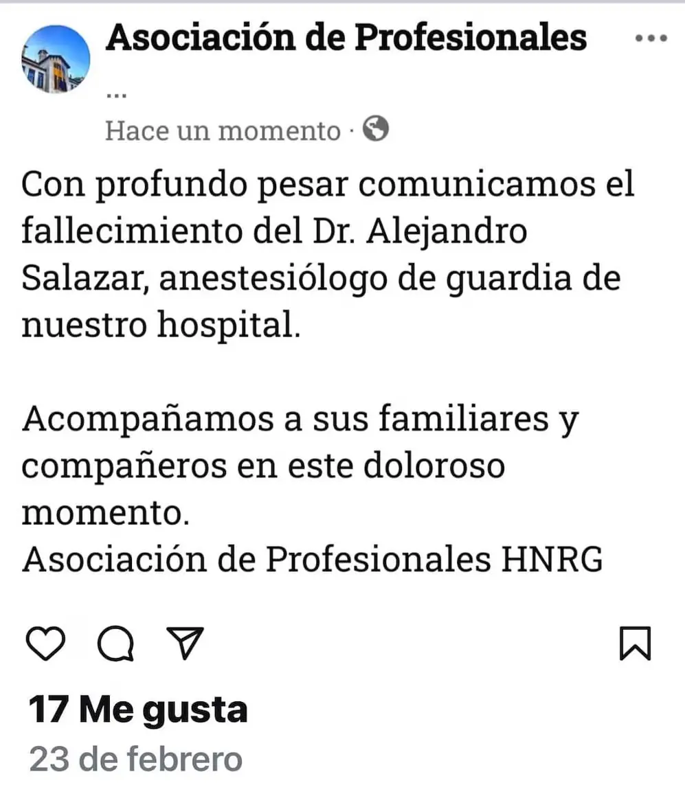 El mensaje de los compañeros de la víctima