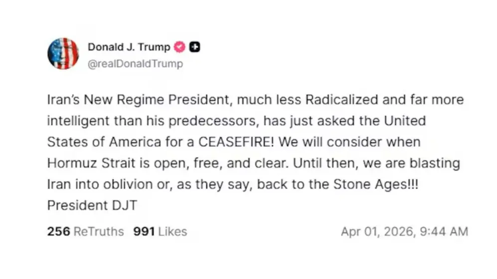 Donald Trump aseguró que el líder supremo de Irán pidió un alto el fuego