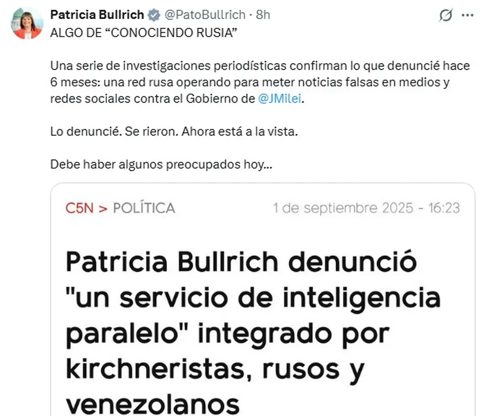 El mensaje de Patricia Bullrich