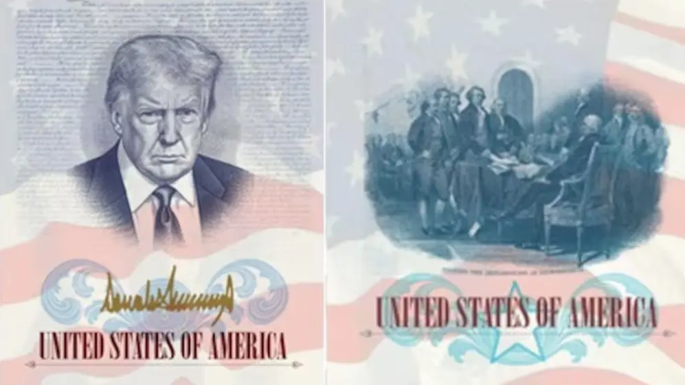 Así sería el pasaporte conmemorativo de EE.UU. en el que aparecerá Donald Trump