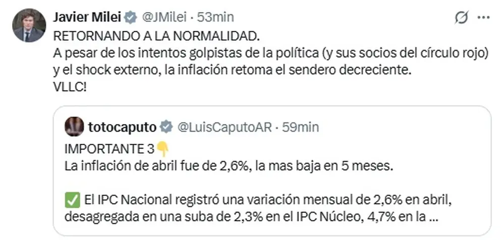 El presidente celebró la desaceleración de la inflación en abril