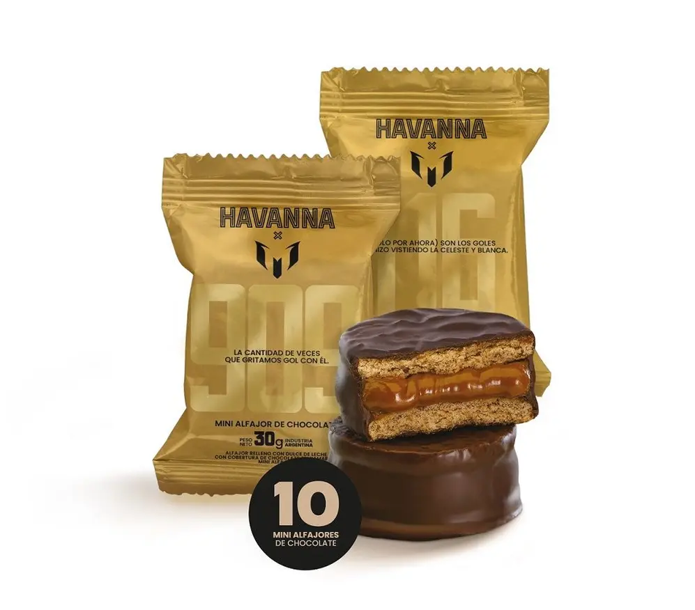 El nuevo pack de mini alfajores de Havanna con el logo de Lionel Messi