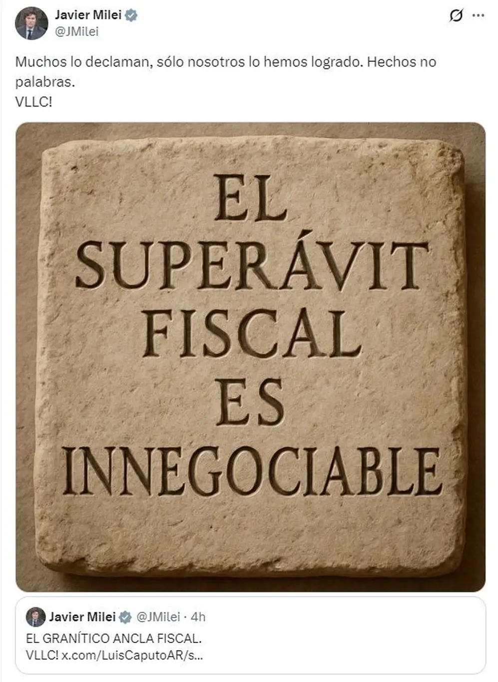 Javier Milei celebró el nuevo superávit financiero