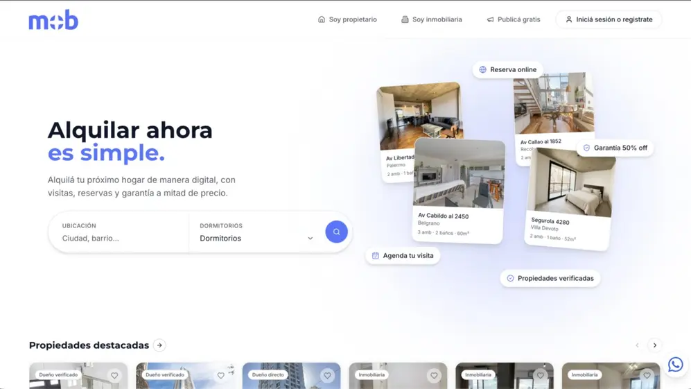 MOB es una PropTech argentina que digitaliza el alquiler directo entre dueños e inquilinos