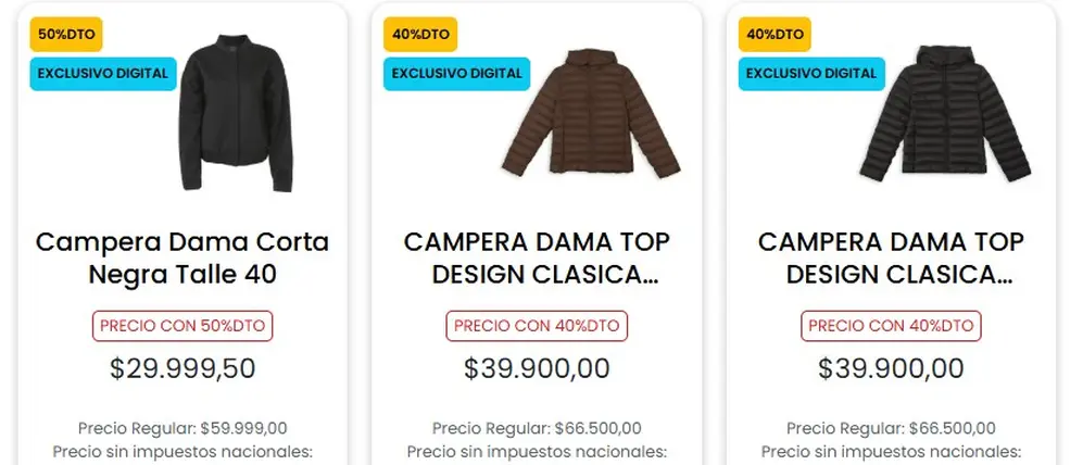 Entre las ofertas, es posible encontrar camperas por $30.000