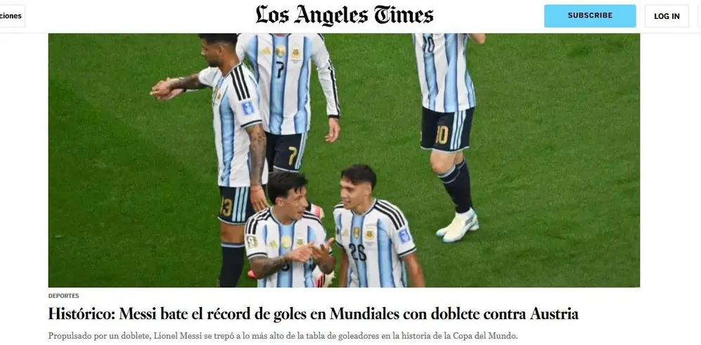 Los Ángeles Times también habló del récord histórico de Messi