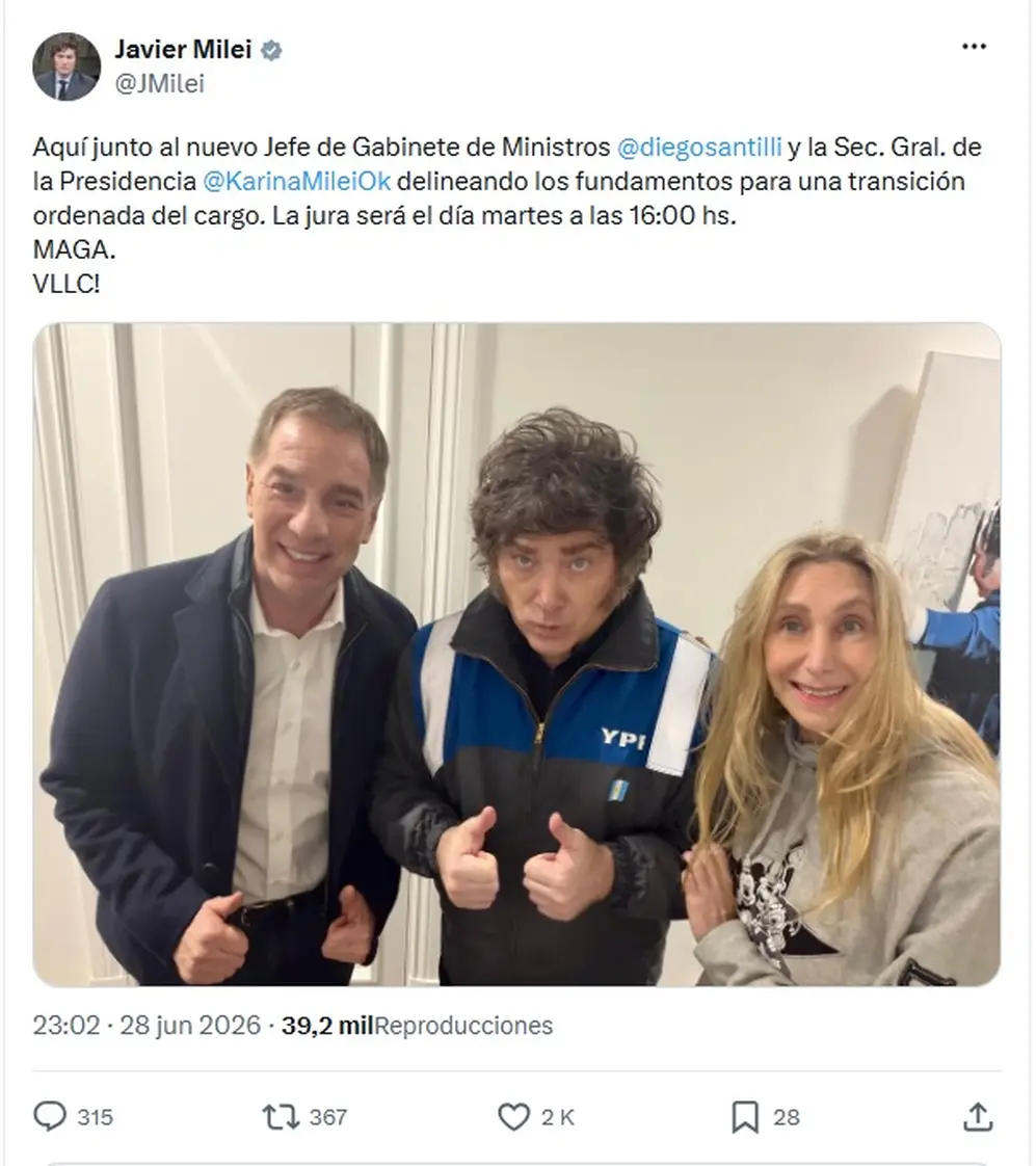 El anuncio oficial de Javier Milei