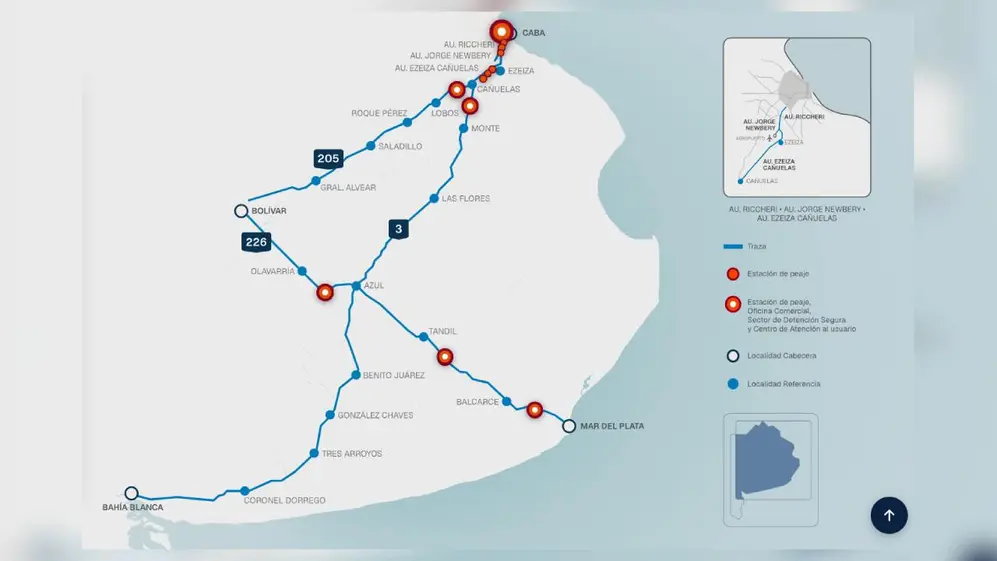 El mapa de las tres rutas que quedaron bajo control de Corresur