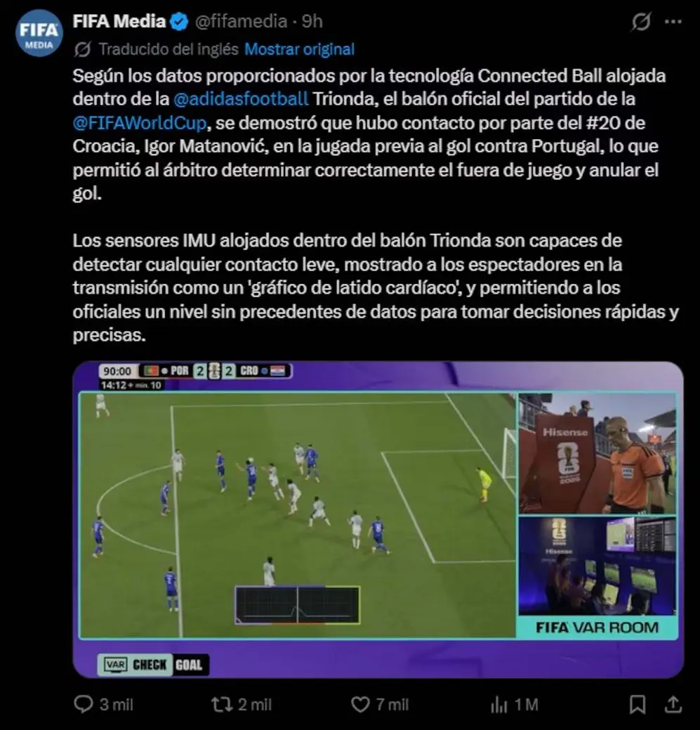 El comunicado de la FIFA sobre la jugada más polémica del Mundial