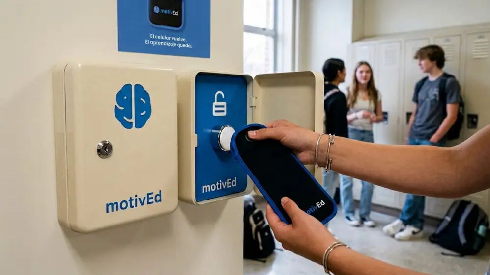 Las fundas de MotivEd solo se desbloquean con un imán controlado por la institución
