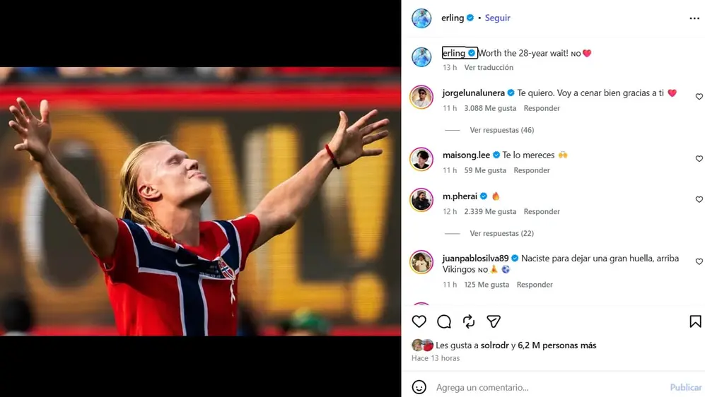 El festejo de Haaland en Instagram tras eliminar a Brasil