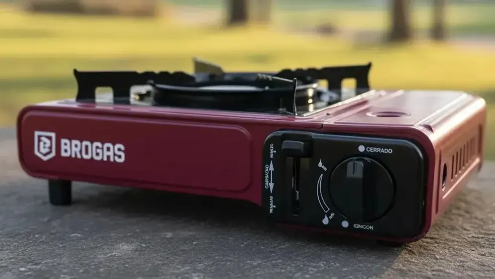 Brogas produce artículos para camping, como anafes con gas de tubo