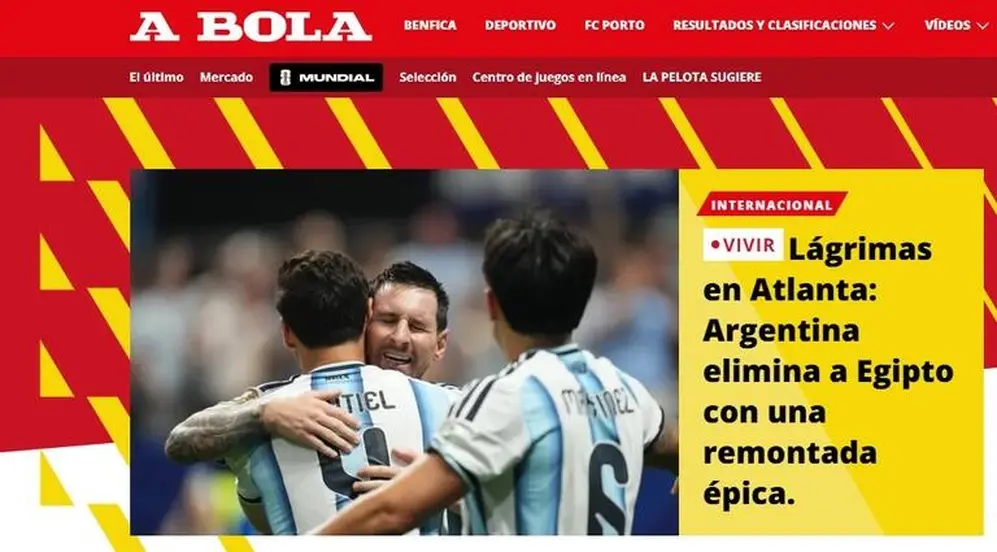 El portugués A Bola se refirió a las lágrimas de Messi y una 