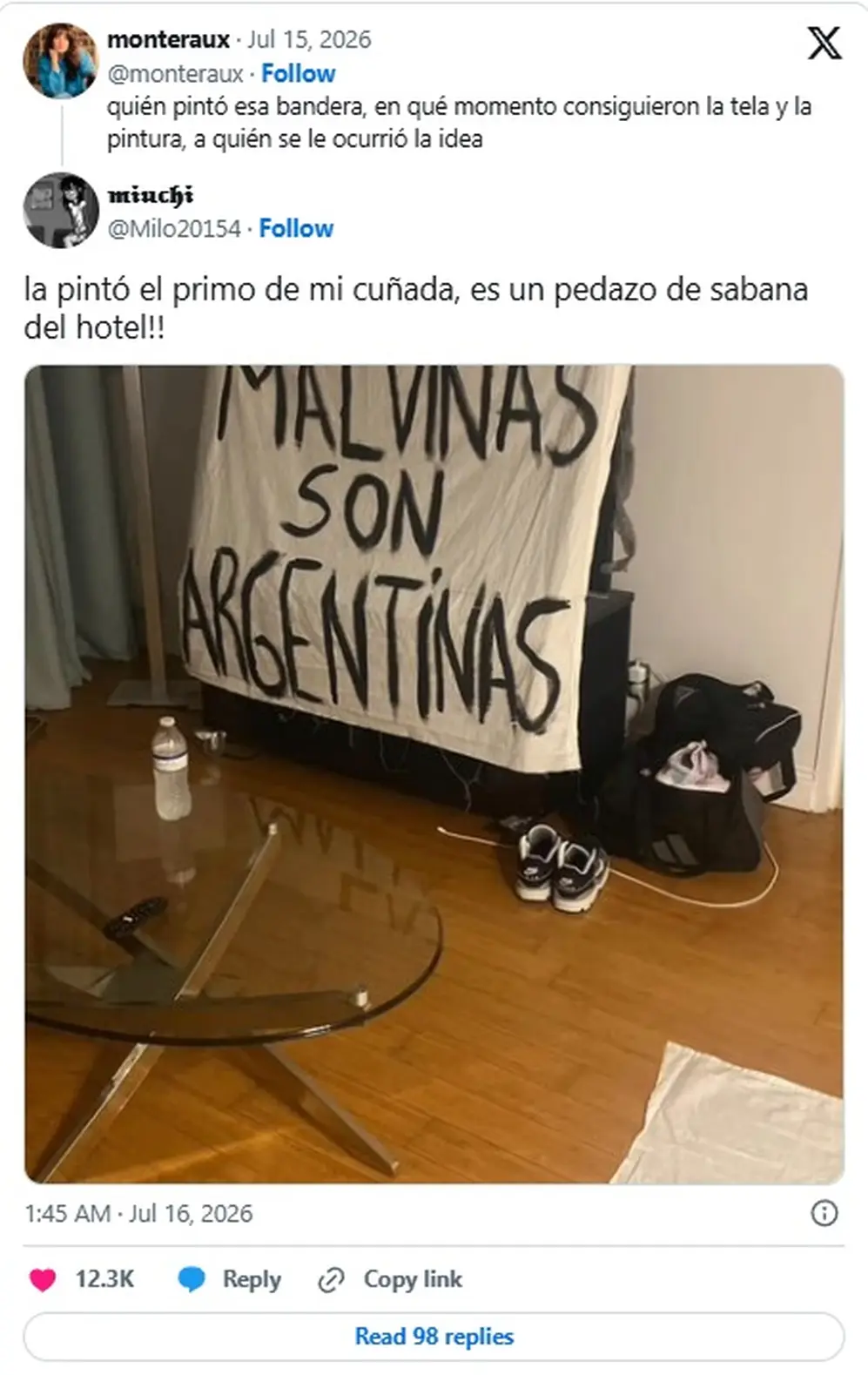 La versión sobre el origen improvisado de la bandera
