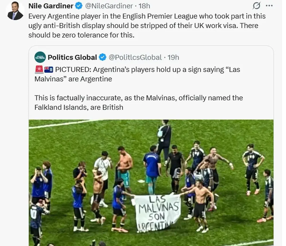 El mensaje del exasesor de Margaret Tatcher sobre la bandera de Malvinas