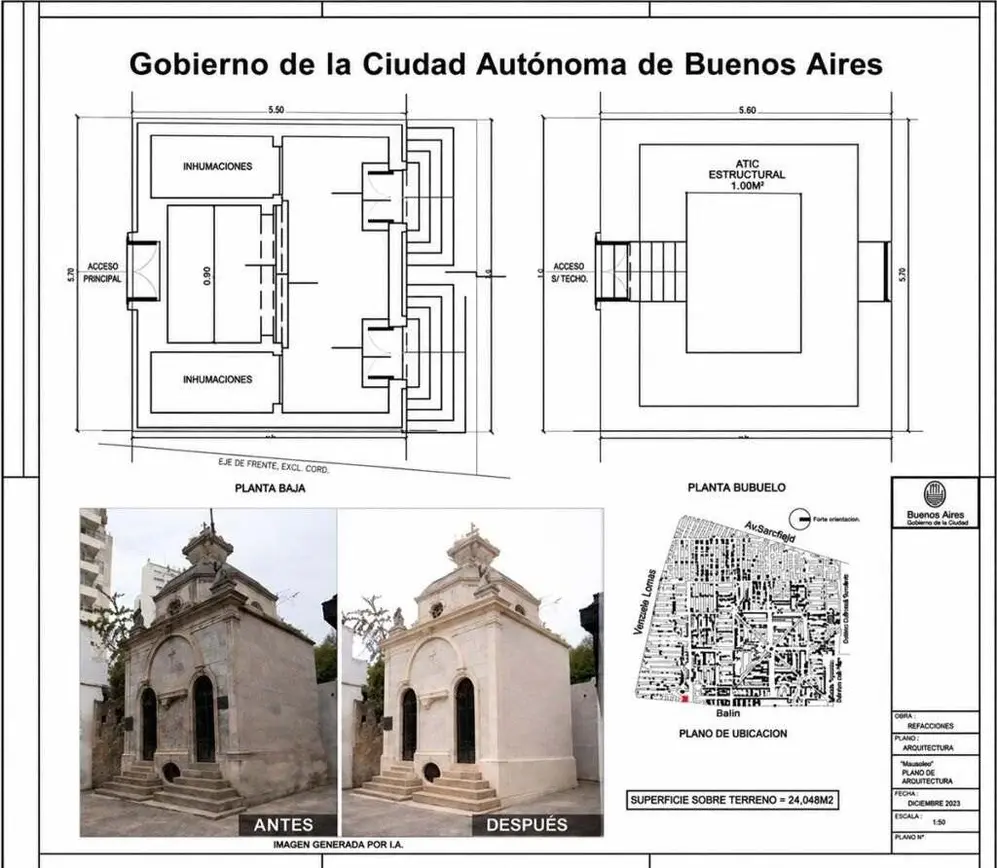 Así es la bóveda donde funcionará el café y gift shop del cementerio de Recoleta