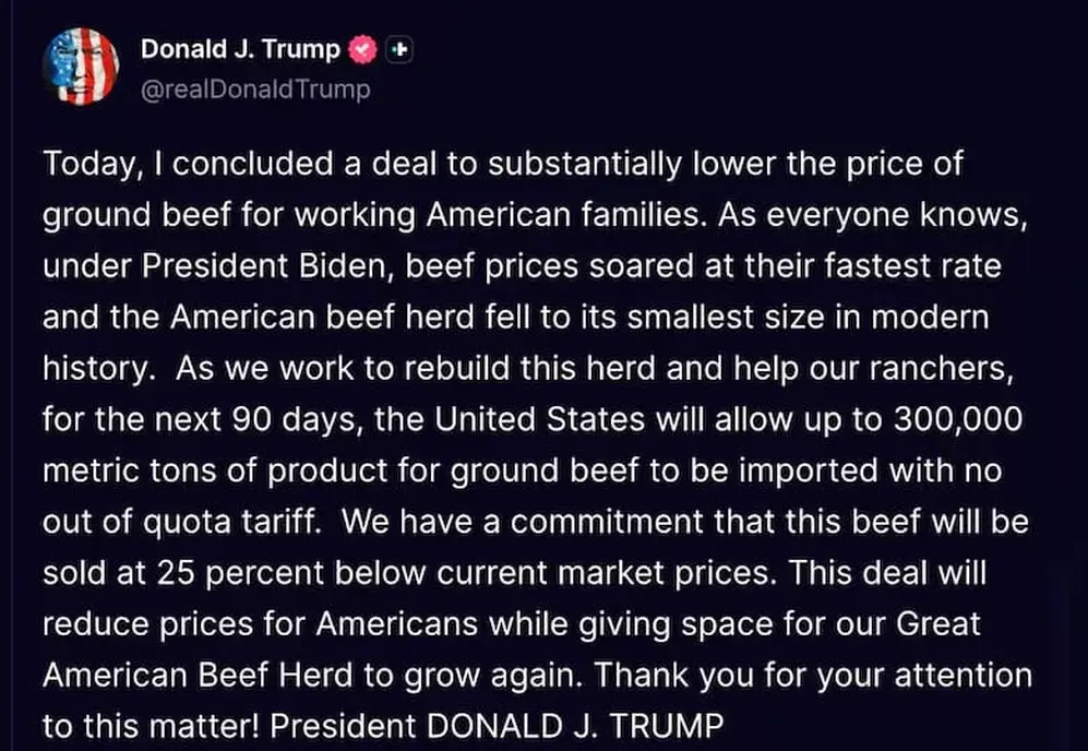 imagen del mensaje de donald trump en redes sociales