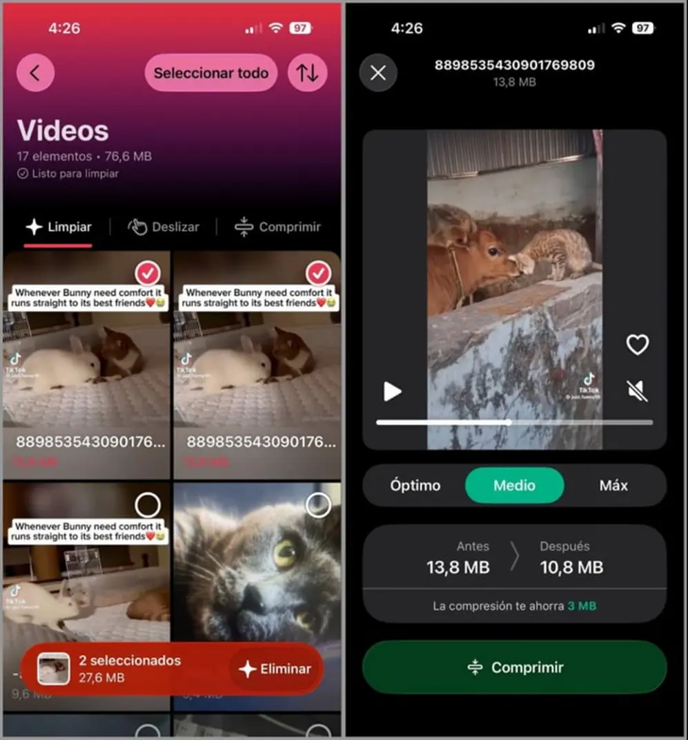 Comprimir videos es un gran recurso para liberar espacio si tener que borrar archivos.