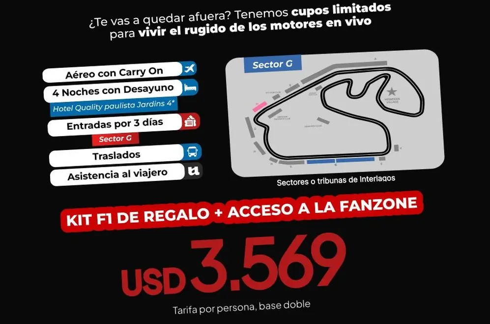 Captura de imagen de un paquete para ir a ver a Franco Colapinto