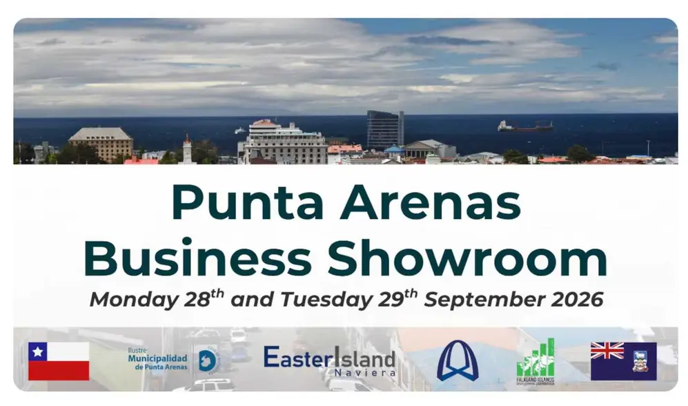 El afiche del Punta Arenas Business Show, del que participan empresarios de Malvinas