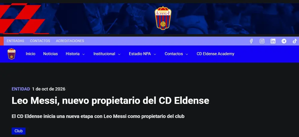 El club anunció en su página web que Lionel Messi es el nuevo propietario