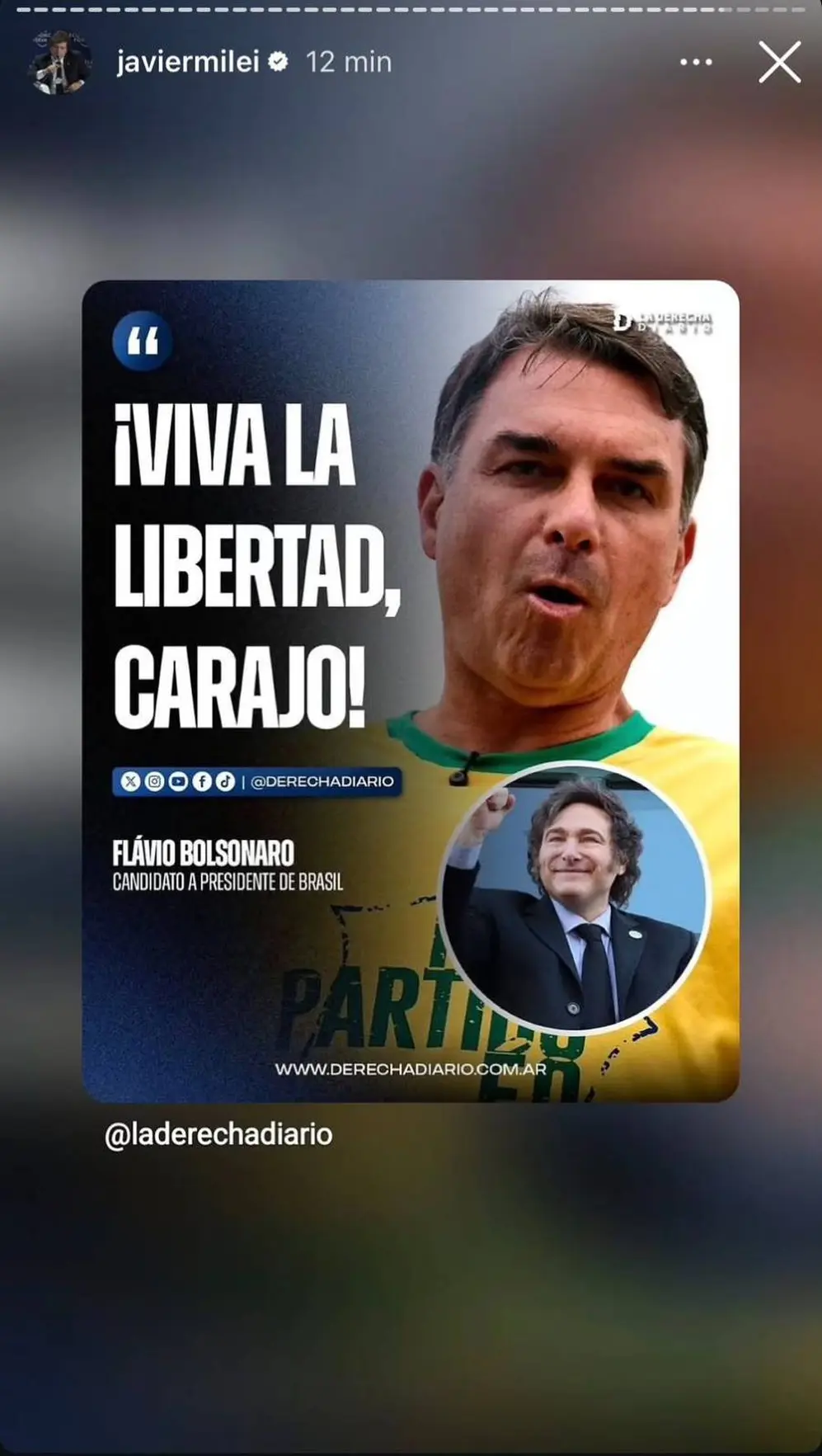 El apoyo de Milei a Flávio Bolsonaro