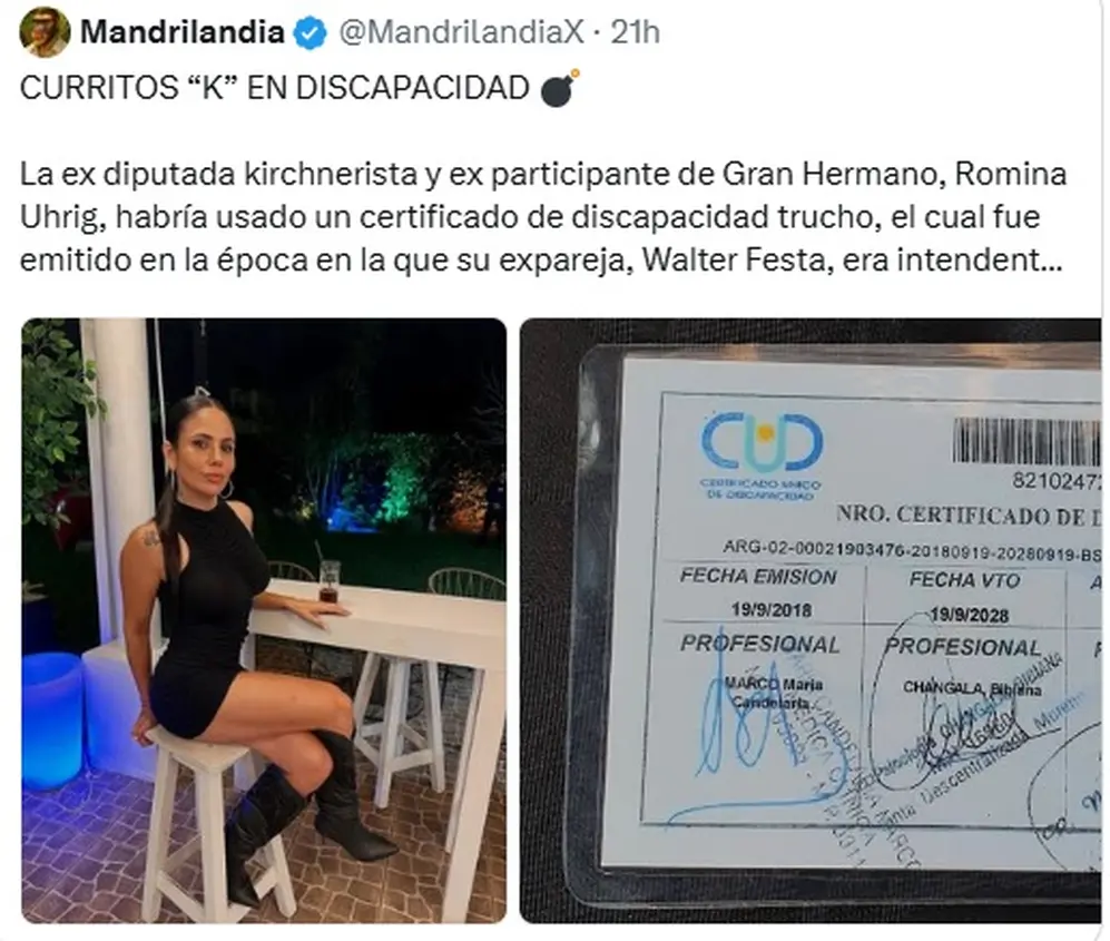 Texto de Mandrilandia sostiene que exdiputada habría usado un certificado de discapacidad trucho