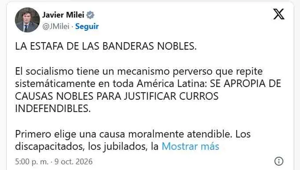 Milei reclamó al socialismo.