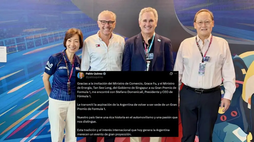 El tuit de Pablo Quirno desde Singapur, donde asistió al Gran Premio de Fórmula 1