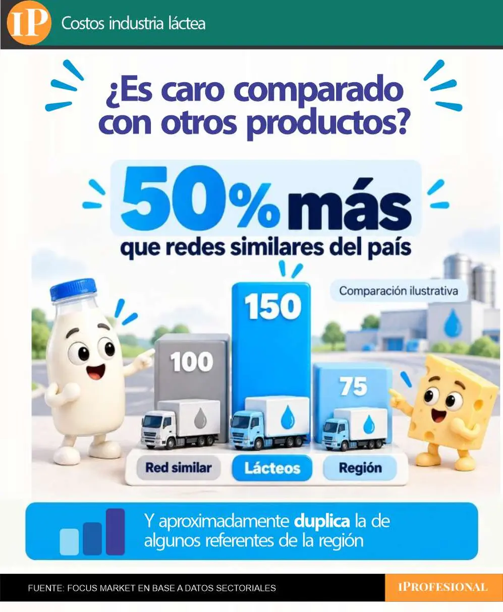 La logística láctea tiene un peso alrededor de 50% superior al de redes comparables dentro del país