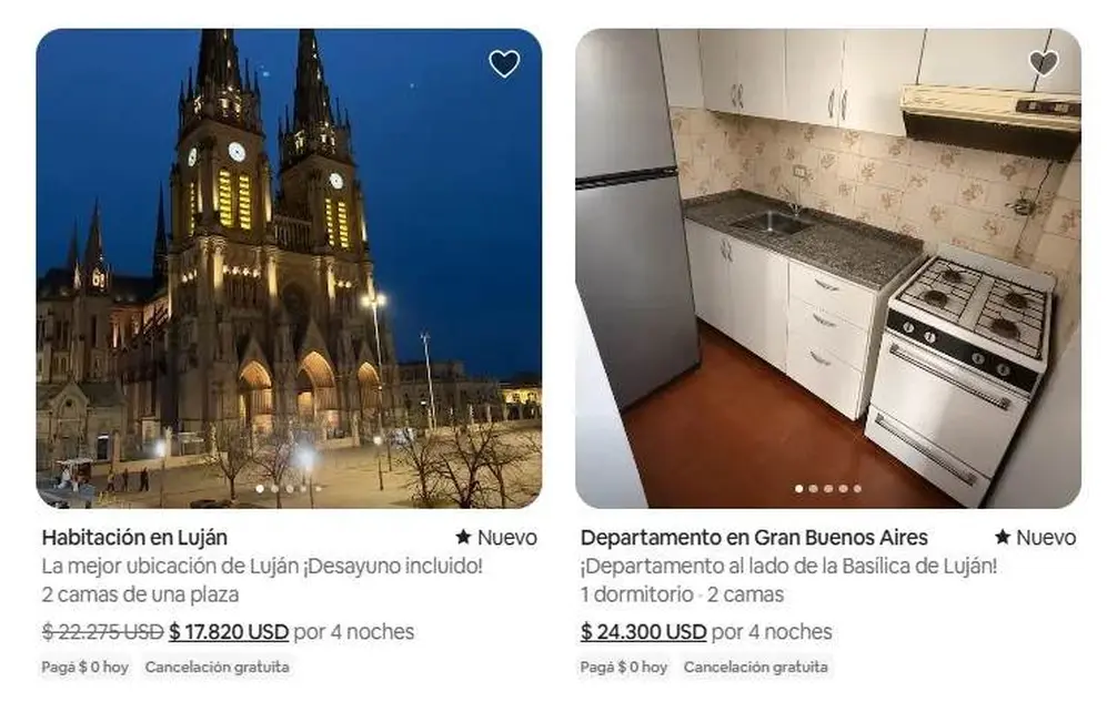 En distintas plataformas piden más de u$s24.000 por departamentos cerca de la Basílica de Luján