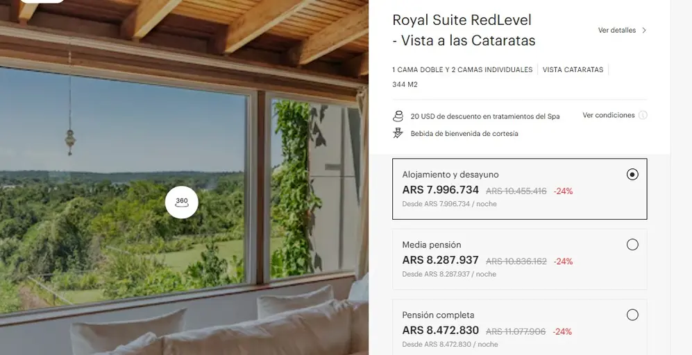 La Royal Suite del hotel parte desde los $7.990.000 con descuento