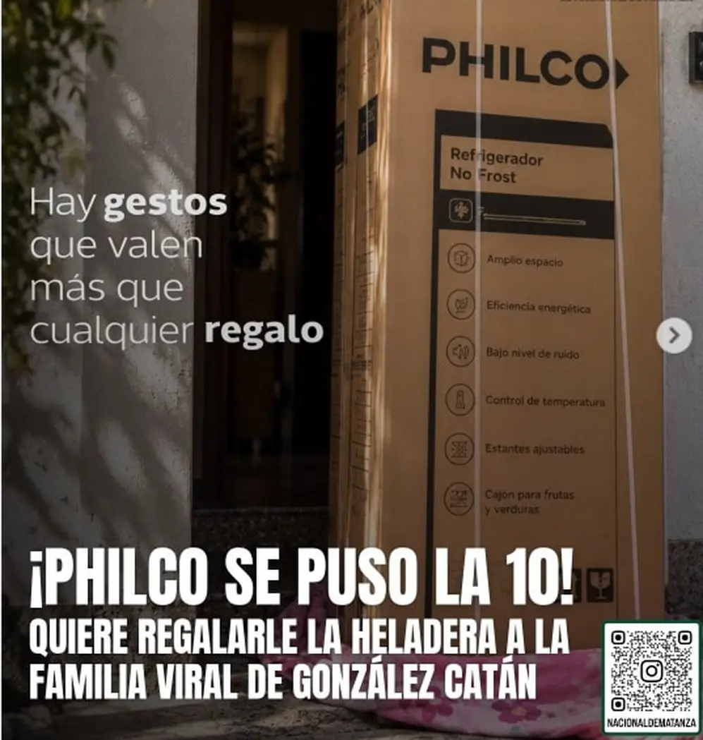 Philco busca regalarle la heladera a la familia viral de González Catán.