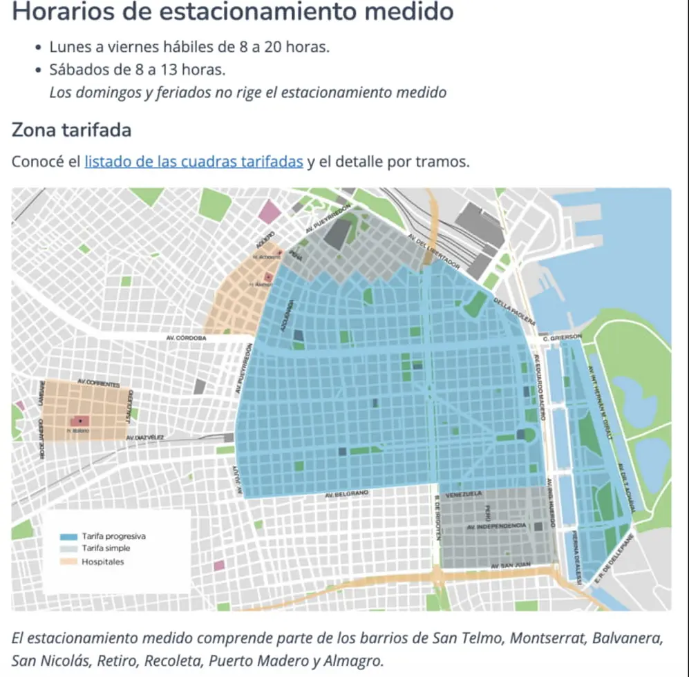 Captura de pantalla del sitio web oficial de la Ciudad de Buenos Aires.