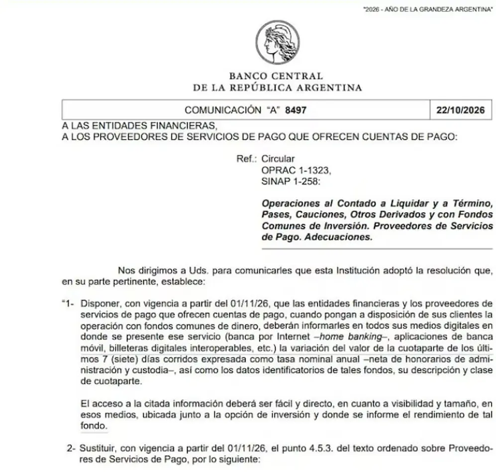 La medida del Banco Central.